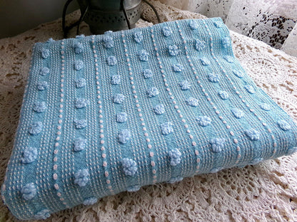 Vintage Chenille Fabric, Cute Woven Dot Dash Design, 24" x 18" inch piece, Great Quilt Material
