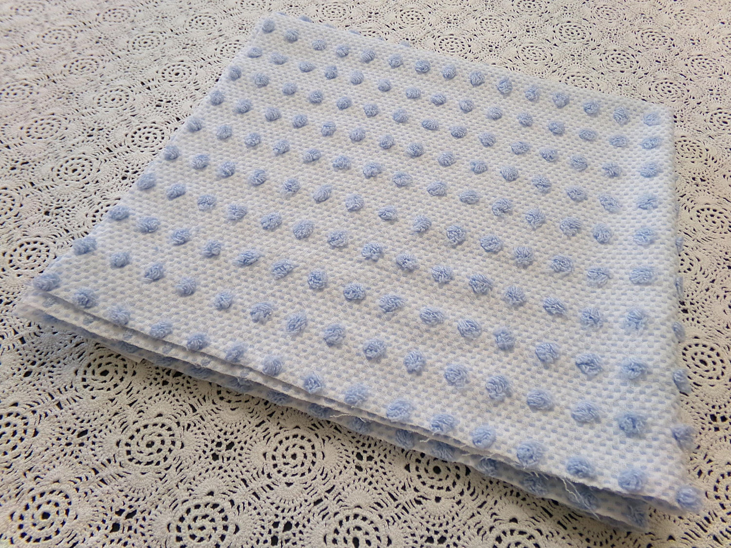 Bubble Pop Blue Woven Vintage Chenille Fabric, 21" x 23" Piece Coastal Beach Quilt Material