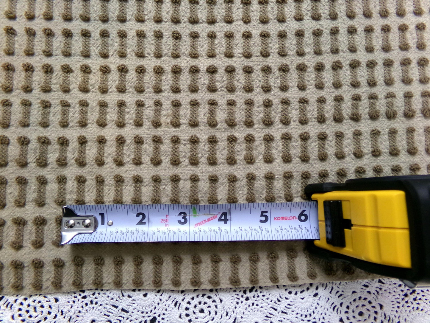 Boho Brown Barbells Vintage Chenille Bedspread Fabric 18" x 24"