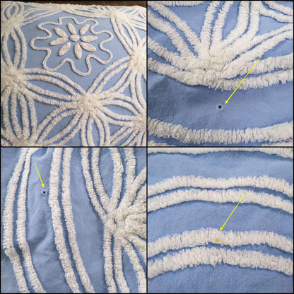 vintage chenille bedspread shabby beach cottage blue & white full size bedding