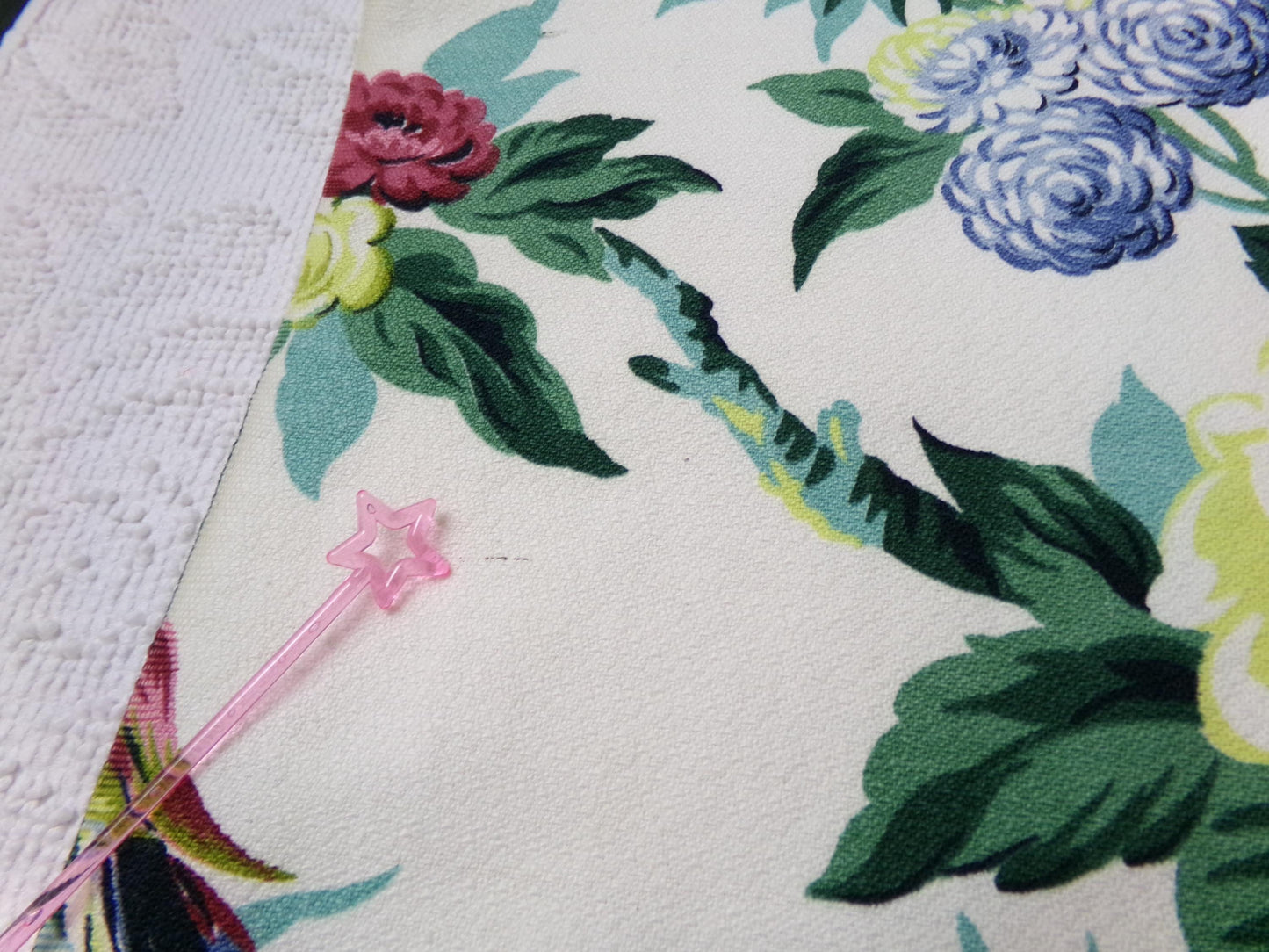 Vintage Barkcloth Fabric 22 x 22" Botanical Floral Exotic Birds Rose Peony Chinoiserie Mid Century
