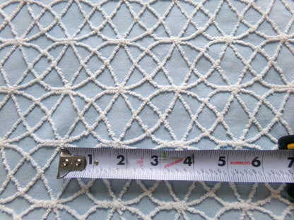 shabby weathered blue chenille fabric, vintage quilt material, 16.5" x 24" lightweight cotton piece