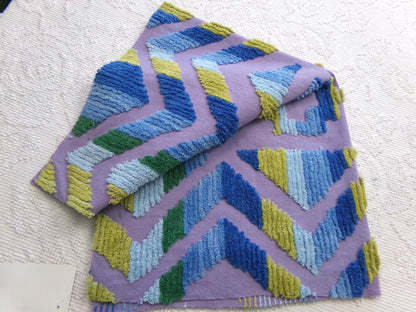 boho Southwestern vintage chenille fabric, optic Aztec design, 21" x 24" piece of hippie cotton sewing material for pillows, quilts