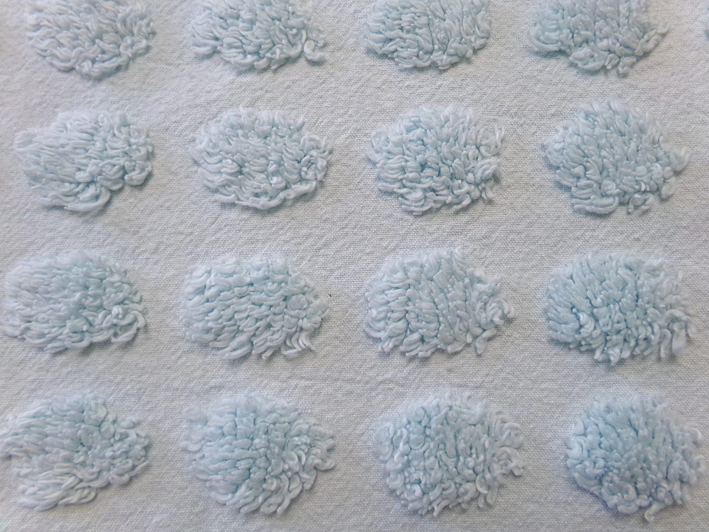 Refreshing Aqua Vintage Style Chenille Bedspread Fabric Coin Dot Pops 18x24"