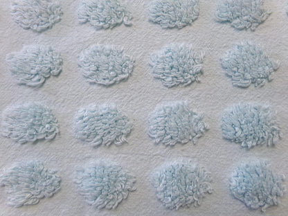 Refreshing Aqua Vintage Style Chenille Bedspread Fabric Coin Dot Pops 18x24"