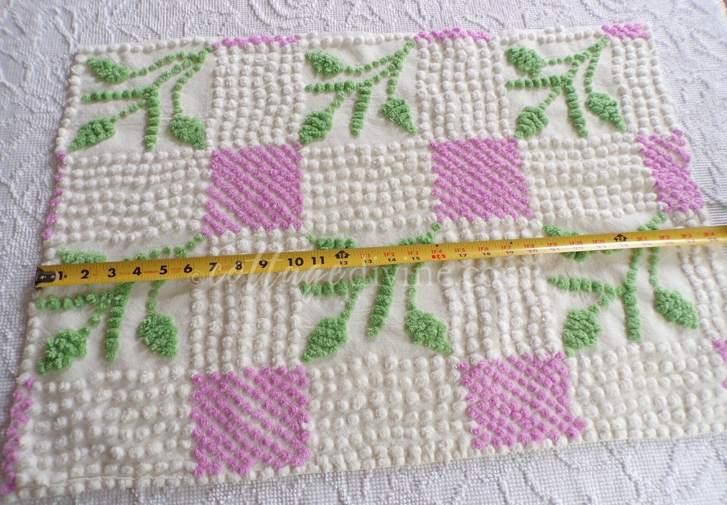 Vintage Chenille Fabric Botanical Leaf Pattern Craft Quilting Sewing Piece 19" x 27"