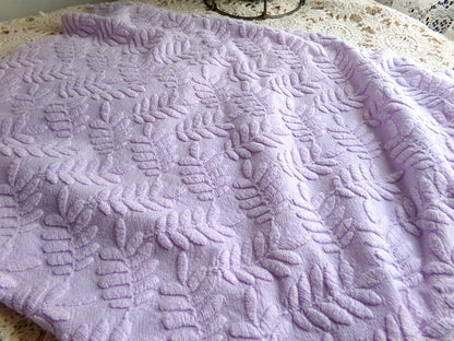 Lilac Fern Wisps Vintage Woven Fabric Piece, 19x25" Quilt Sewing Textile
