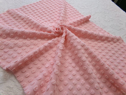 pink vintage chenille fabric w/ nubby texturized pops, 18" x 24" piece