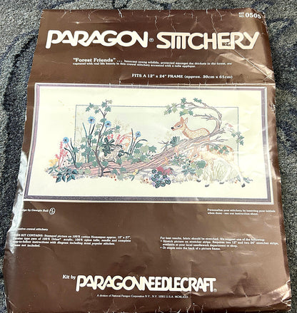FOREST FRIENDS Crewel Stitchery Kit Woodland Vintage Paragon 0505 Embroidery