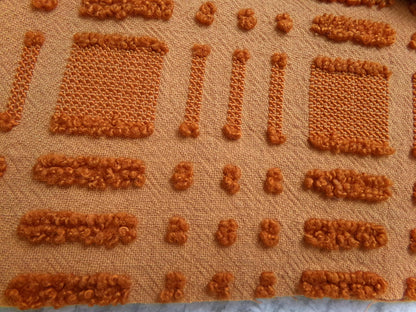 Pumpkin Spice Vintage Chenille Fabric 18x24" Piece Geometric Textured Material