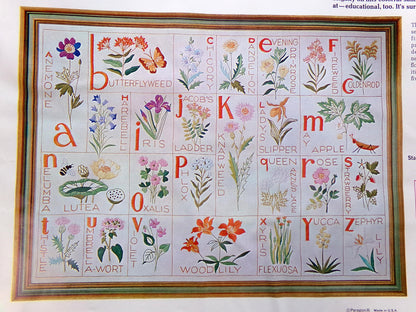 WILDFLOWER ALPHABET SAMPLER Crewel Stitchery Kit Vintage Paragon 0955 Embroidery