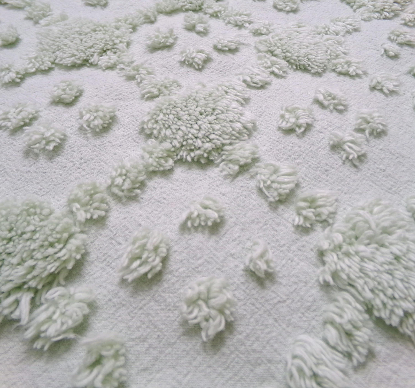 fluffy green vintage style chenille fabric, versatile sewing & quilt material, 19" x 24" piece