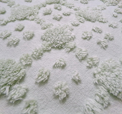fluffy green vintage style chenille fabric, versatile sewing & quilt material, 19" x 24" piece