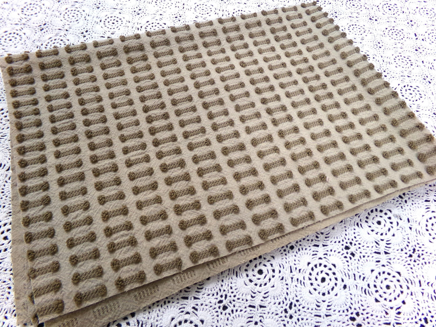 Boho Brown Barbells Vintage Chenille Bedspread Fabric 18" x 24"
