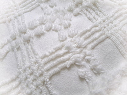 Wintry White Vintage Chenille Fabric Piece, Needletuft Sewing & Quilt Material, 18" x 22"