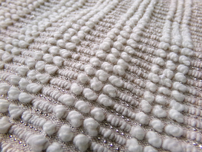 Chic Mocha Vintage Chenille Fabric Silver Lurex & White Pearl Pops 20" x 24"