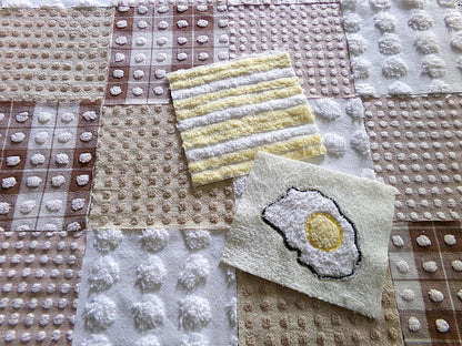 Novelty Chenille Fabric Squares Set, "Retro Diner" 16 Vintage Quilt Blocks, 6" x 6" inches each, for Quilting, Sewing, DIY Pillows
