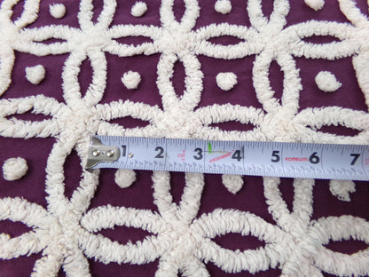 Vintage Chenille Fabric, Mulberry Snowdrops 18" x 24" Piece of Geometric White Tufted Cotton Sewing & Quilt Material