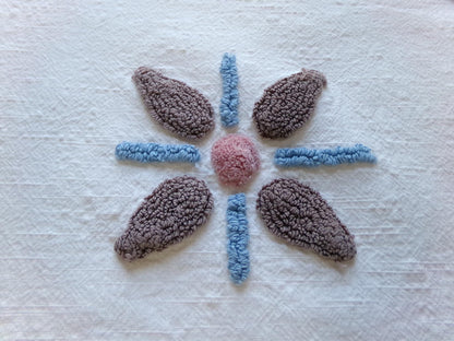 country prim vintage chenille fabric, chocolate swags vintage texturized cotton 18" x 24" cut piece, great for pillows, quilting & crafts