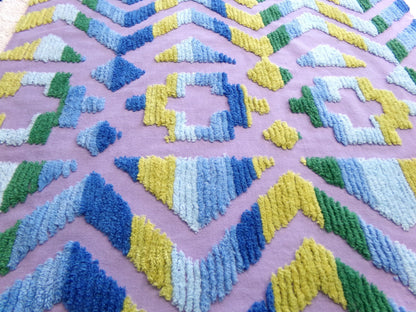 boho Southwestern vintage chenille fabric, optic Aztec design, 21" x 24" piece of hippie cotton sewing material for pillows, quilts