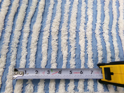 Trendy Coastal Blue & White Striped Vintage Chenille Fabric, Craft Quilt Material, 16" x 27" Piece