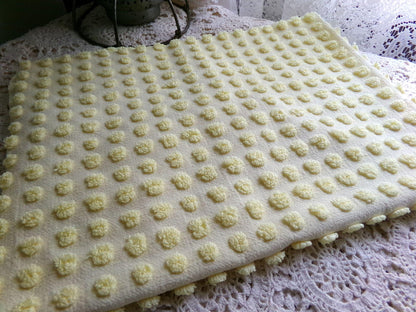 Happy Little Pops Vintage Chenille Material, Cheerful Yellow Nubby Popcorns Fabric, 18" x 34" inch Piece, Uplifting in Handmade Quilts
