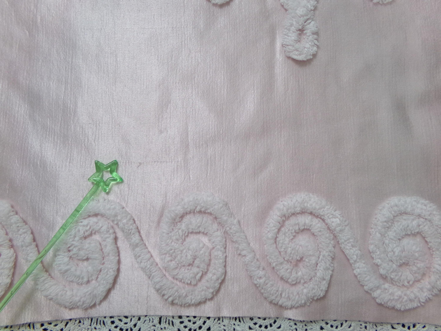 Romantic Pink Vintage Satin Chenille Fabric, Shabby Sewing Material 22" x 23" Piece