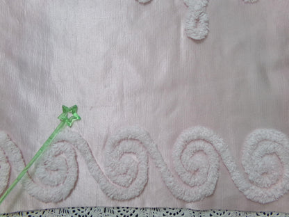 Romantic Pink Vintage Satin Chenille Fabric, Shabby Sewing Material 22" x 23" Piece