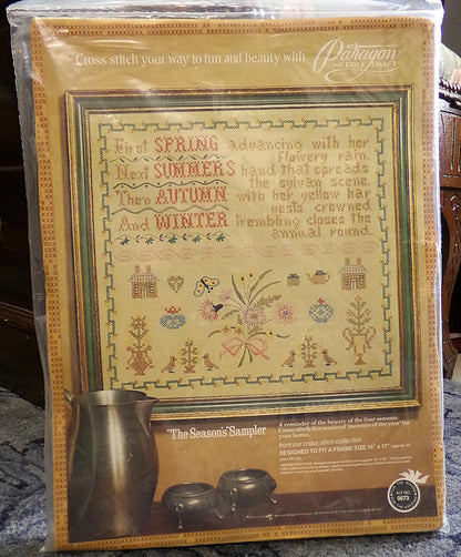 Vintage Cross Stitch Embroidery Sampler: The Season's, Paragon Stitchery Kit 0673