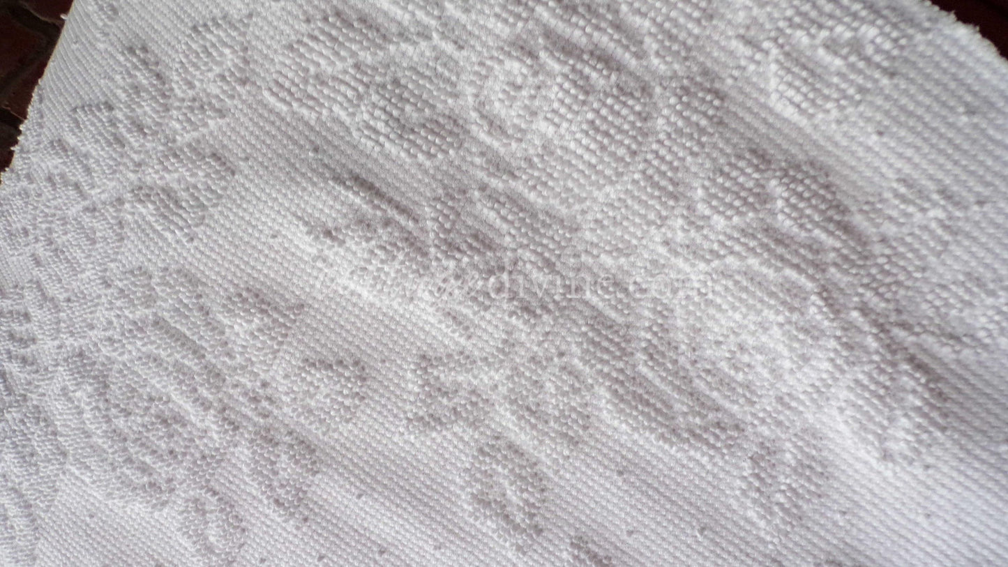 Heavenly White Vintage Chenille Fabric, Cabbage Roses & Dainty Dots, 20" x 30" inch Piece of Sewing Material, Elegant in Quilts, Pillows