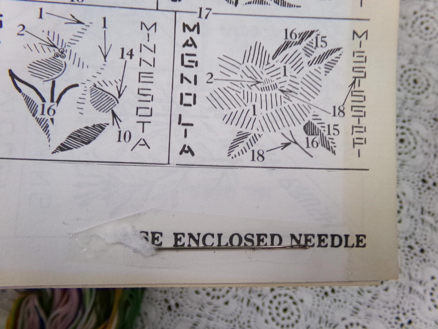 STATES' FLOWER MAP Sampler Vintage Paragon Crewel Embroidery Kit 0449 50 United States Floral Stitchery