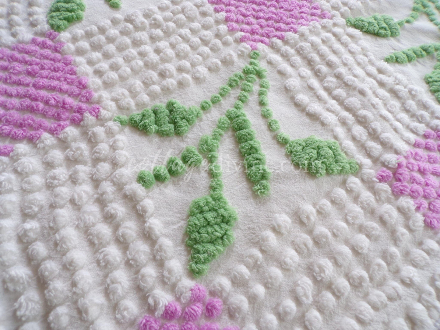 Vintage Chenille Fabric Botanical Leaf Pattern Craft Quilting Sewing Piece 19" x 27"