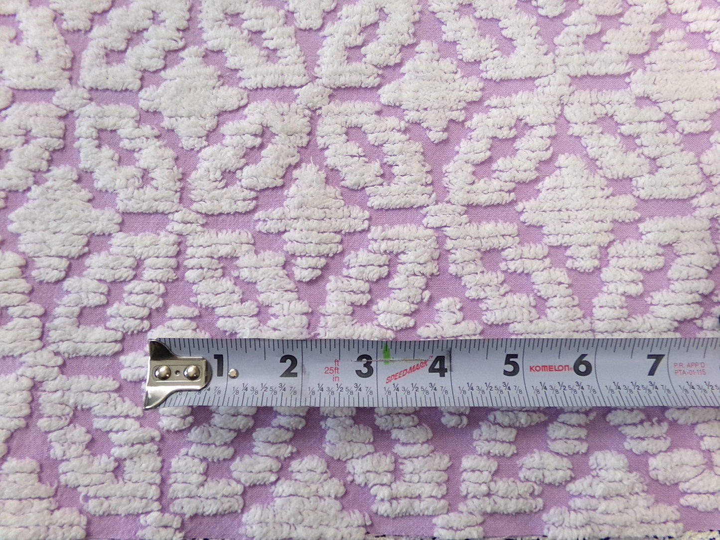 White Lilac Petals Vintage Chenille Bedspread Fabric 20x24"