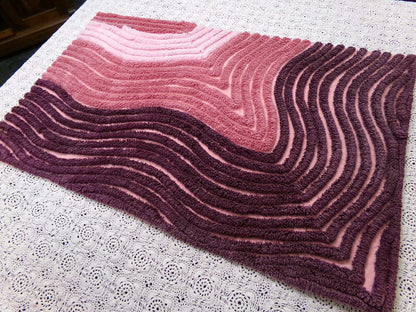 hypnotic sunkissed vintage chenille bedspread fabric pink mauve optic 16" x 25"
