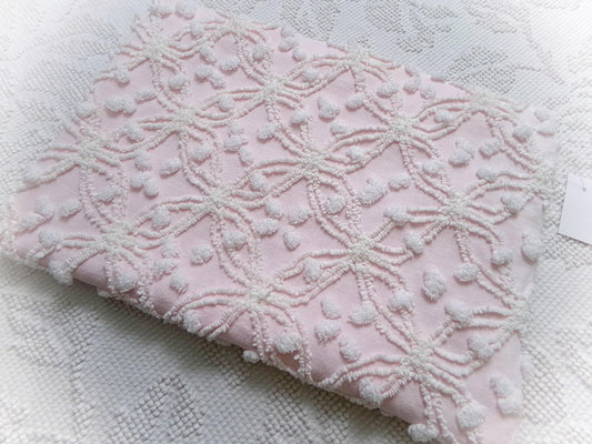 Delicate Pink Vintage Chenille Fabric, Needletuft Rings & Overtufted Pops, Popular Quilt Material 18" x 24"