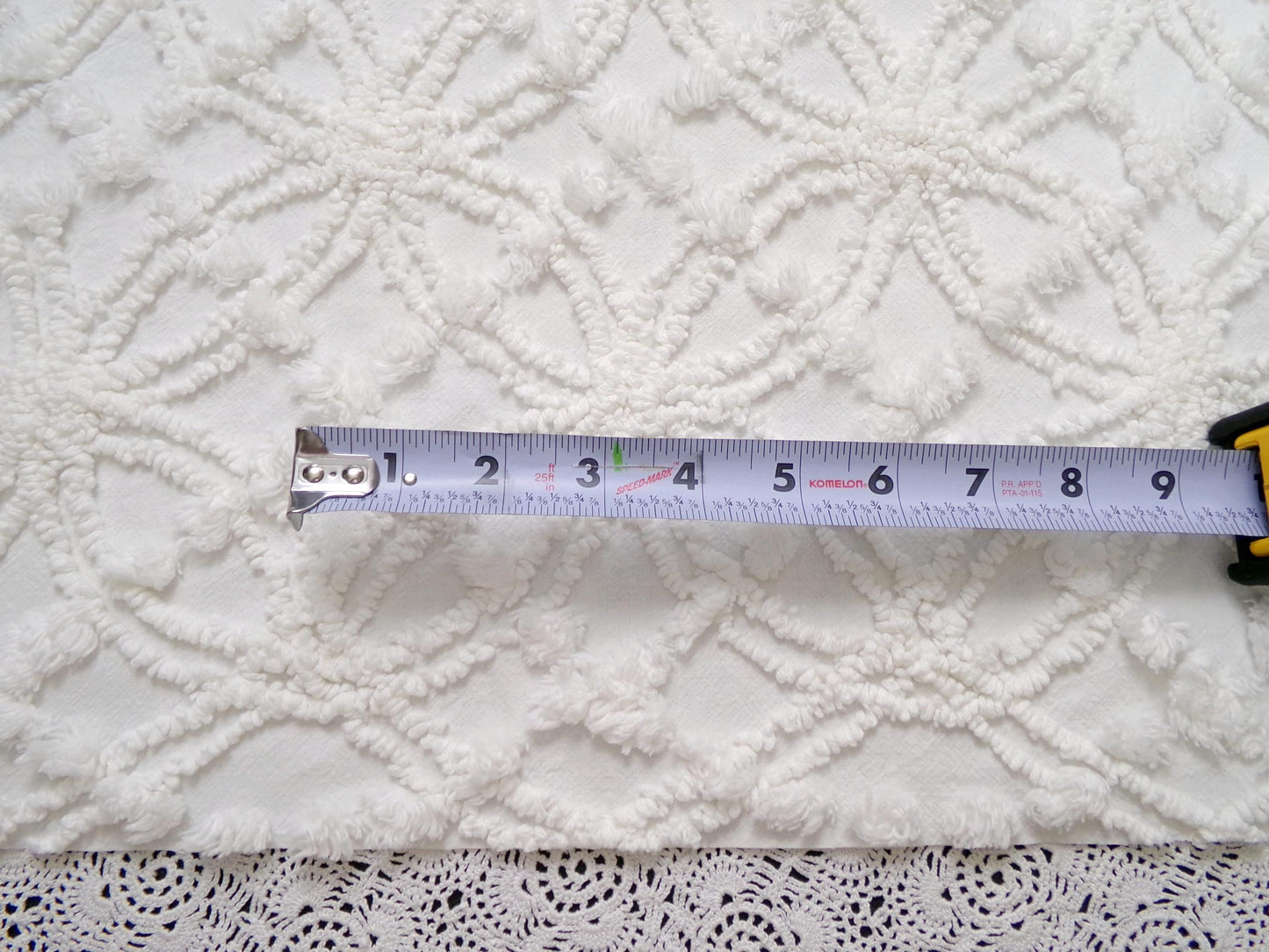 Vintage White Chenille Fabric Piece Spider Tuft Pops 18 x 24" Quilt Sewing Material