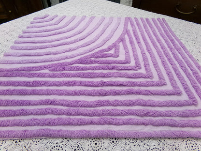 Lilac Vintage Chenille Fabric, Optic Moon Geometric Design, 18x20" Piece