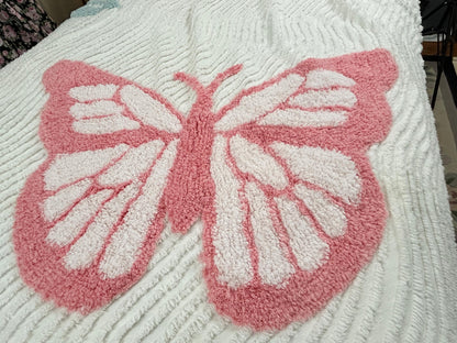 Butterfly Chenille Bedspread, Y2K Vintage Style Whimsy Butterflies, Full Queen Size