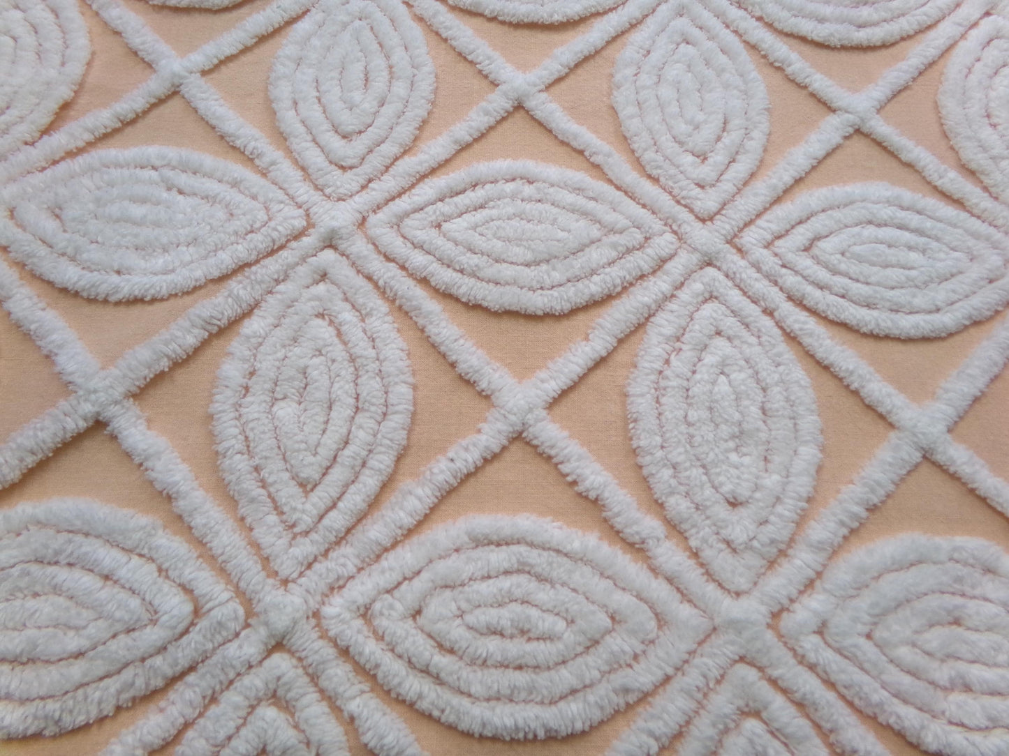 Peach Petals Vintage Chenille Bedspread Fabric, 20" x 24"
