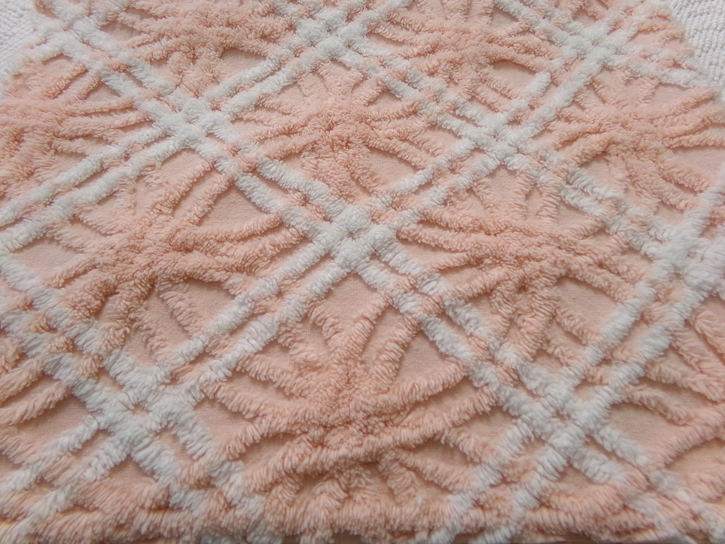 creamsicle peach vintage chenille fabric, textured 18" x 24" quilt material