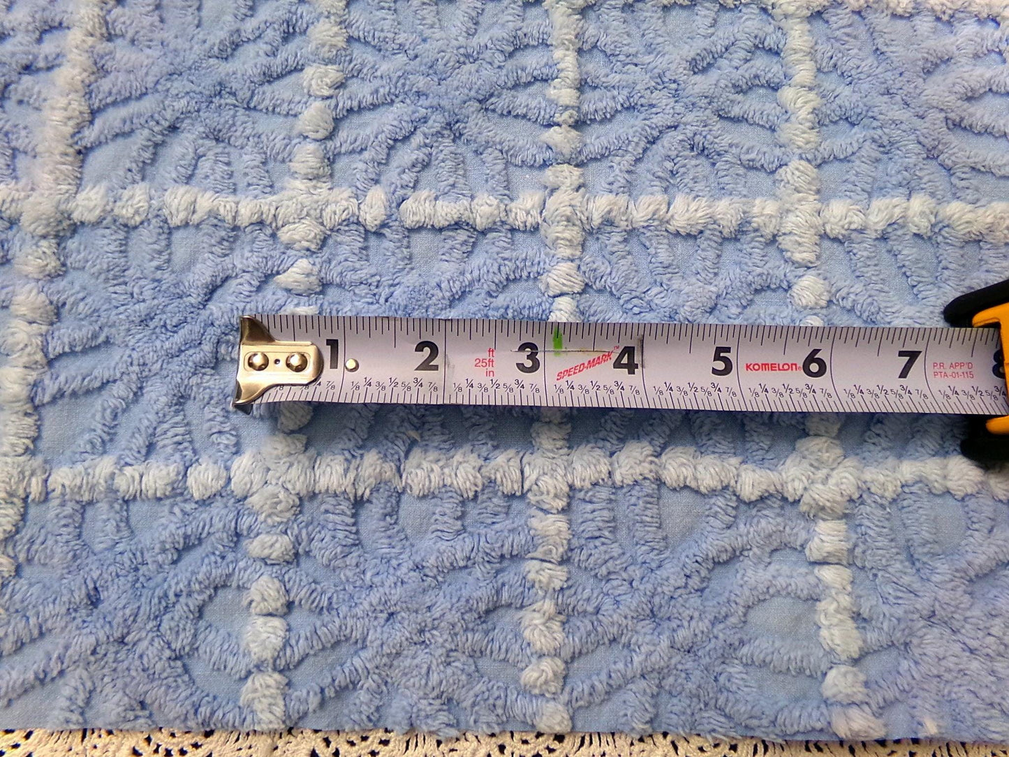 Celestial Blue Vintage Chenille Fabric, Star Tufts, 18x24" Piece