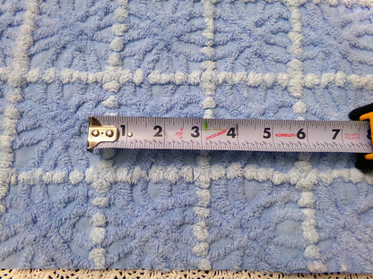 Celestial Blue Vintage Chenille Fabric, Star Tufts, 18x24" Piece