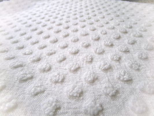 White Pops Vintage Chenille Bedspread Fabric 18x24" Minimalist Popcorn Quilting Material