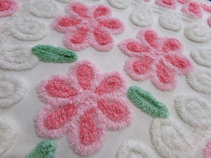 Sweet Heart Pink Vintage Chenille Fabric: Romantic Valentine Design 18" x 27" Piece Sewing Material for Quilts & Crafts