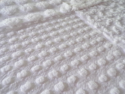 White Chenille Fabric Squares Set, "Let it Snow" 16 Vintage Quilt Blocks, 6" inch