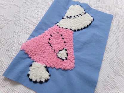 lone little girl vintage chenille bedspread fabric, quilt sewing material, 12" x 17.5"
