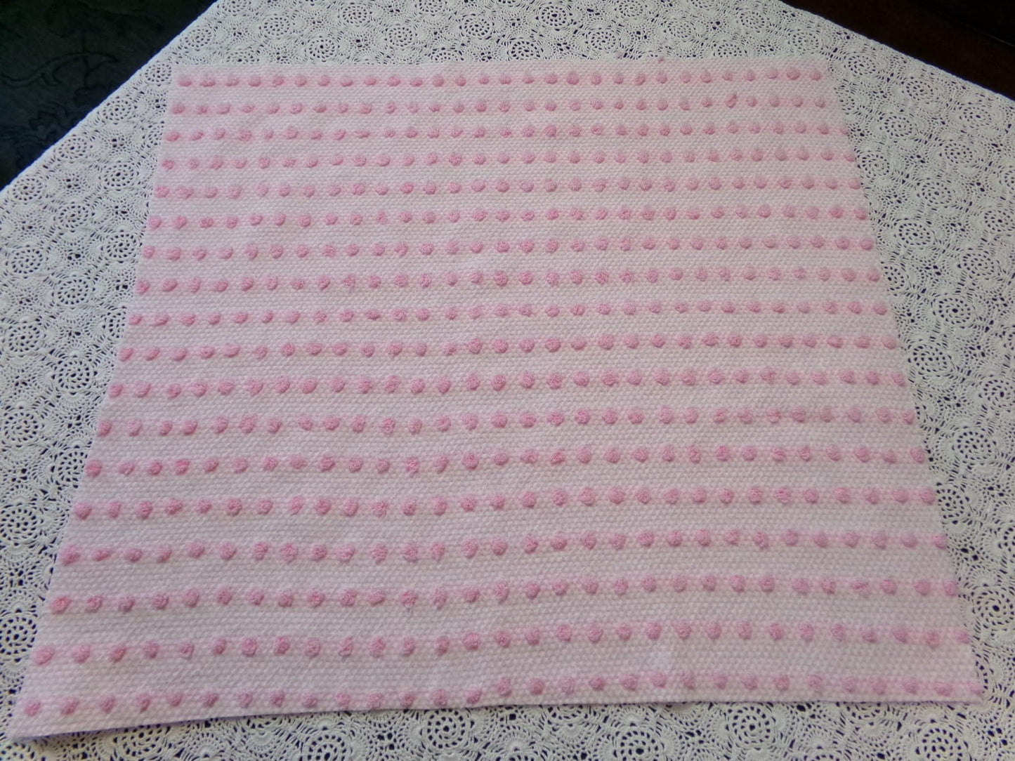 Pink Pops Vintage Chenille Woven Bedspread Fabric 20x19"