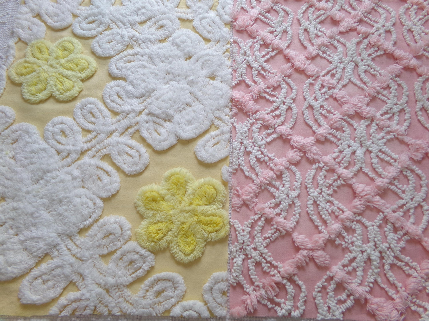 Vintage Chenille Fabric Bundle - 2 Pieces 12" x 18" each | Perfect Stash Builder for Fiber Arts & Crafting