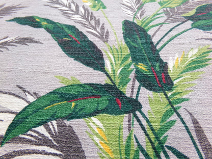 Vintage Barkcloth Fabric in Rare Hummingbird Tropical Design, Midcentury Tropical Craft Material, 16" x 19"
