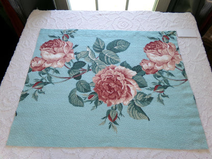 most beautiful vintage barkcloth fabric in realistic rose bloom print, 18" x 25" inch piece from a deconstructed curtain panel